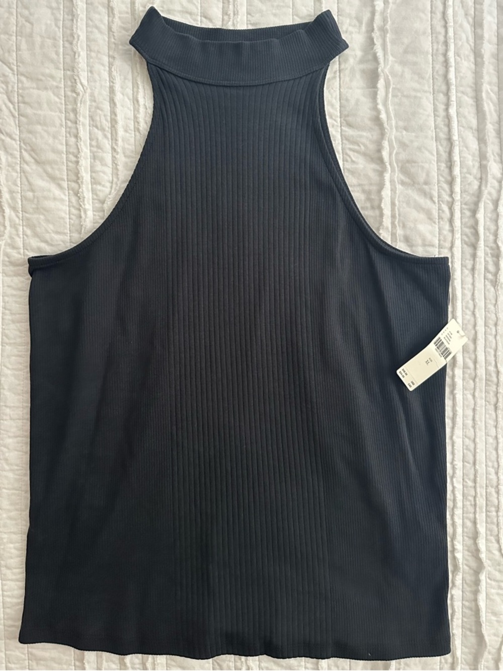 NWT Maeve Anthropologie Mock Neck Sleeveless Black Top XL